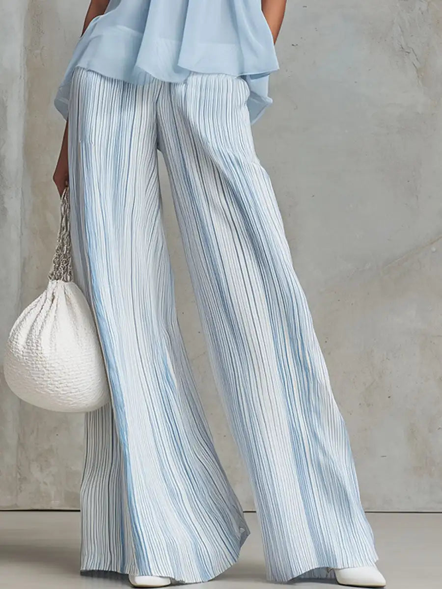 Novelya | Conjunto elegante con top sin mangas y pantalones anchos a rayas