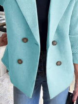 Chaqueta de punto canalé con solapa y doble botonadura