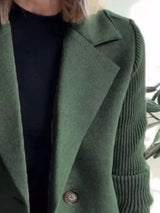 Chaqueta de punto canalé con solapa y doble botonadura