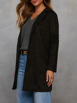 Blazer largo abierto con solapa