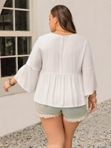 Blusa boho estampado geométrico con manga 3/4