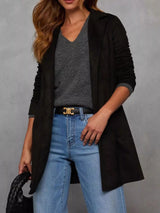 Blazer largo abierto con solapa