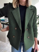 Chaqueta de punto canalé con solapa y doble botonadura