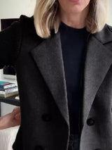 Chaqueta de punto canalé con solapa y doble botonadura