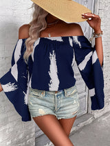Blusa boho bicolor con hombros descubiertos