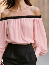 Blusa con hombros descubiertos y manga farol