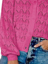 Cárdigan chic de cuello en V con detalles calados