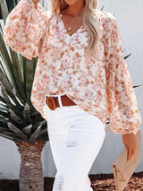 Blusa boho estampado floral con cuello en V