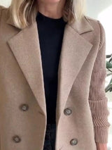 Chaqueta de punto canalé con solapa y doble botonadura