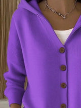 Cárdigan de punto con capucha y botones