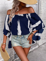 Blusa boho bicolor con hombros descubiertos