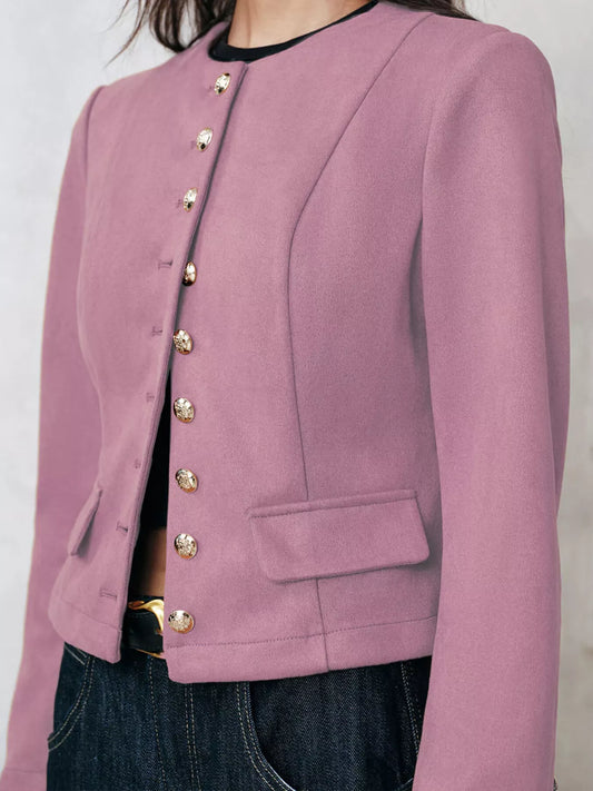 Blazer cuello redondo con botones