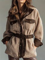 Chaqueta sherpa con detalles de piel sintética