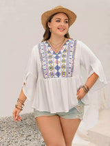 Blusa boho estampado geométrico con manga 3/4