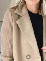 Chaqueta de punto canalé con solapa y doble botonadura