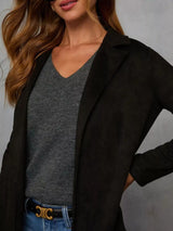 Blazer largo abierto con solapa