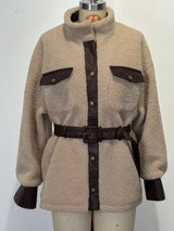 Chaqueta sherpa con detalles de piel sintética