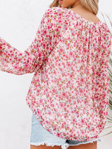 Blusa boho estampado floral con cuello en V