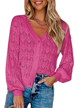 Cárdigan chic de cuello en V con detalles calados