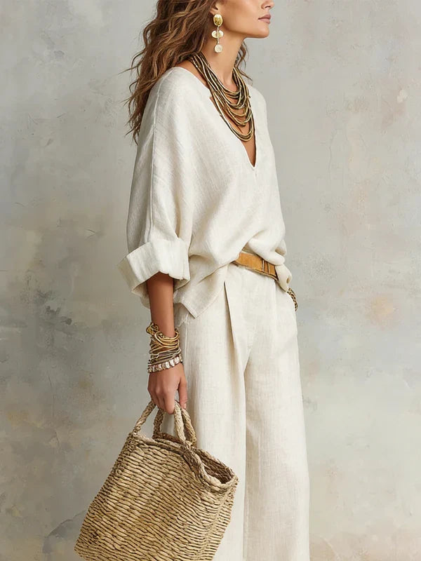 TARA · CONJUNTO RESORT DE LINO NATURAL