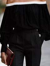 Blusa con hombros descubiertos y manga farol