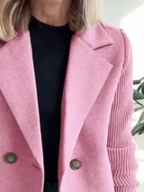Chaqueta de punto canalé con solapa y doble botonadura