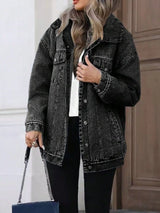 Cazadora vaquera oversize lavada con bolsillos