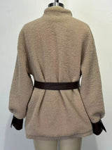 Chaqueta sherpa con detalles de piel sintética