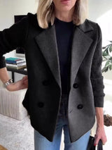 Chaqueta de punto canalé con solapa y doble botonadura