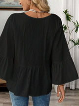 Blusa boho con cuello en V y manga ancha