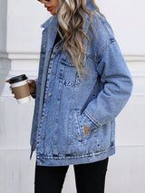Cazadora vaquera oversize lavada con bolsillos