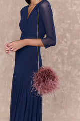 Bolso Plumas Lira Rosa Empolvado