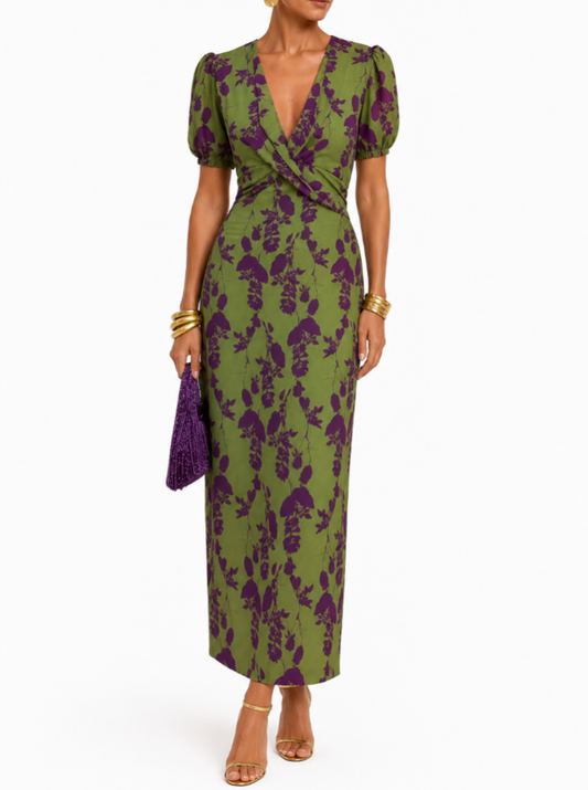 ERNESTINA | Vestido Largo Floral Verde