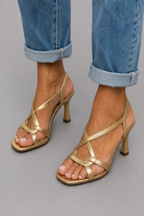 CASSIE | Sandalias de Tacón Doradas Encanto de Verano