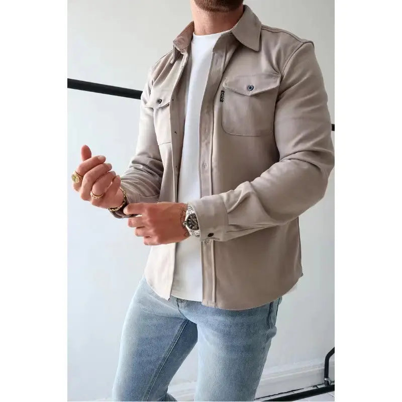 Sobrecamisa de ante con doble bolsillo
