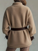 Chaqueta sherpa con detalles de piel sintética