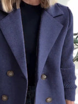 Chaqueta de punto canalé con solapa y doble botonadura