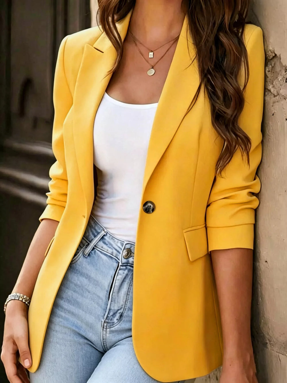 Blazer formal de una fila de botones con solapa