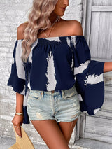 Blusa boho bicolor con hombros descubiertos