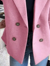 Chaqueta de punto canalé con solapa y doble botonadura