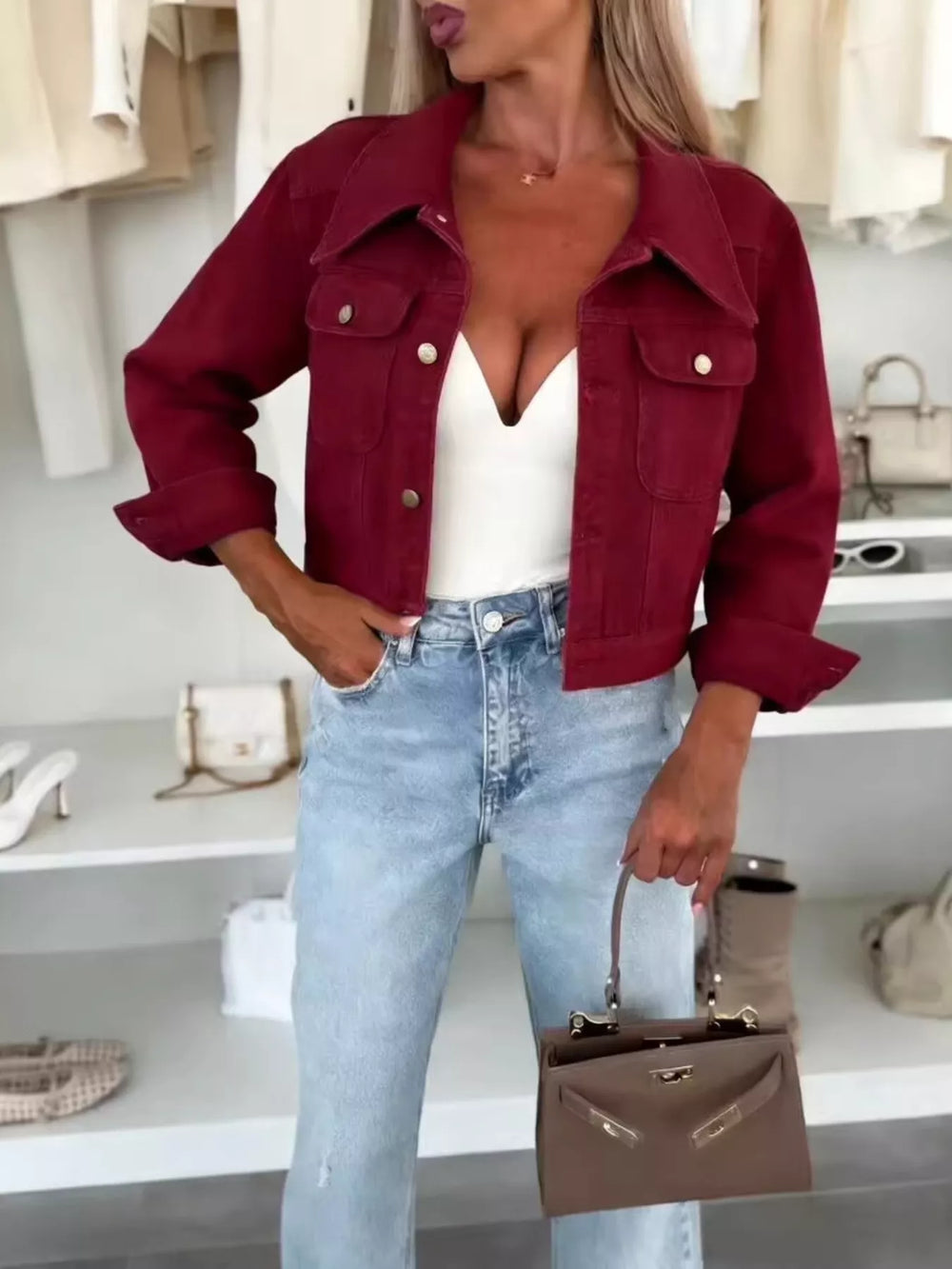 Cazadora vaquera cropped chic