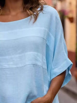 Blusa oversize de rayas con cuello redondo
