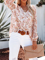 Blusa boho estampado floral con cuello en V