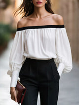Blusa con hombros descubiertos y manga farol