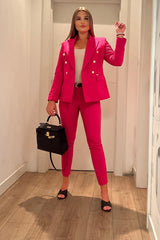 Blazer de cuadros con cuello abierto y botones