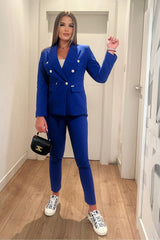 Blazer de cuadros con cuello abierto y botones