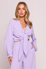 Blusa elegante con cuello en V y manga larga