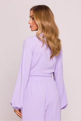 Blusa elegante con cuello en V y manga larga