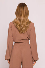 Blusa elegante con cuello en V y manga larga