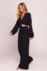 Blusa elegante con cuello en V y manga larga